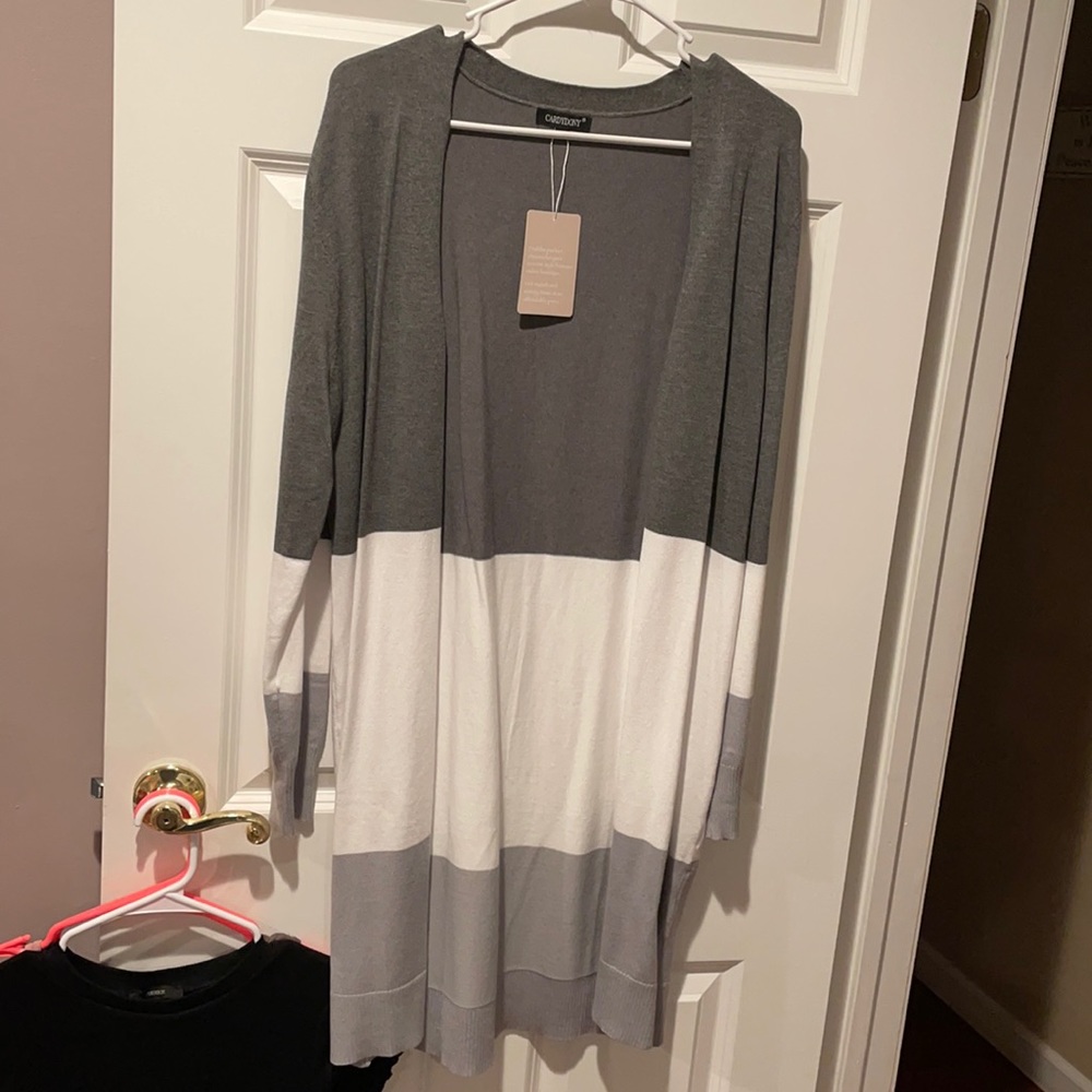 long multicolored cardigan